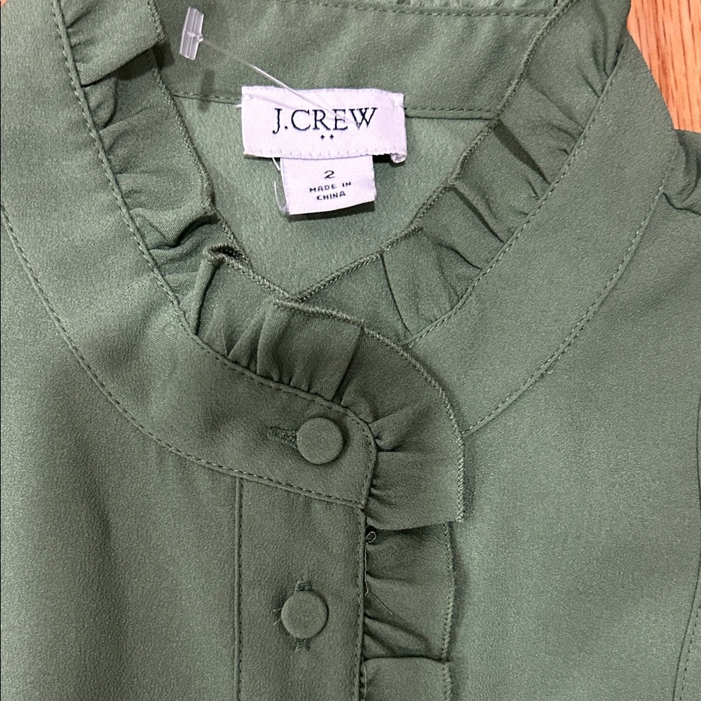 J. Crew Green Sleeveless Blouse - Picture 2 of 3